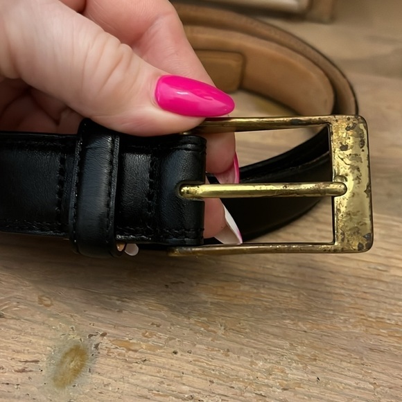 Men’s Leather Belt Italian Full Grain Top & Lining Brass Buckle Size 40 Black - Picture 2 of 7